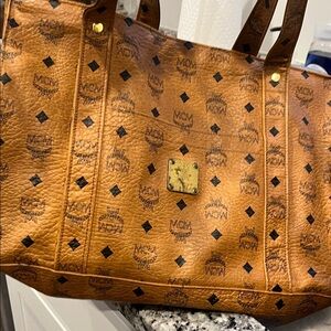 MCM Brown Logo Pattern Tote